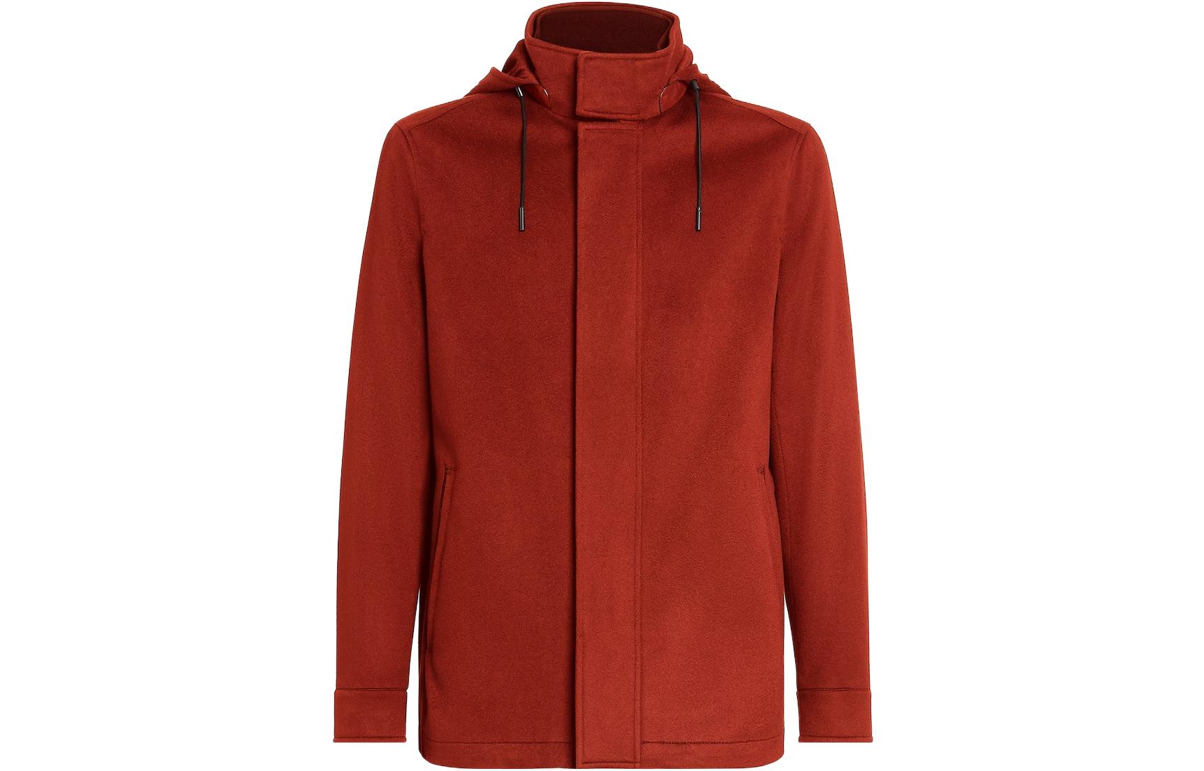 Zegna Solid Waterproof Hooded Jacket in Dark Red UCT42A6-7210-185