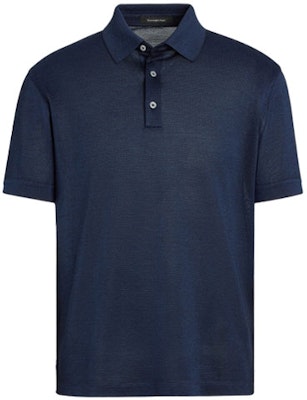 Zegna SS21 海軍藍桑蠶絲短袖針織POLO衫 UW330-750-364 Order Zegna SS21 海軍藍桑蠶絲短袖針織POLO衫 UW330-750-364