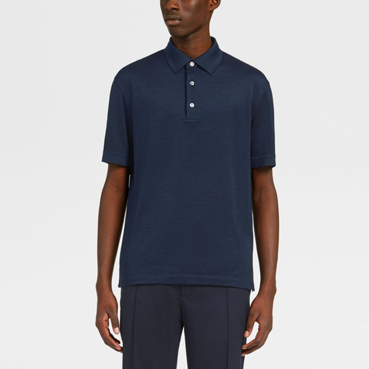Lookbook Zegna SS21 海軍藍桑蠶絲短袖針織POLO衫 UW330-750-364