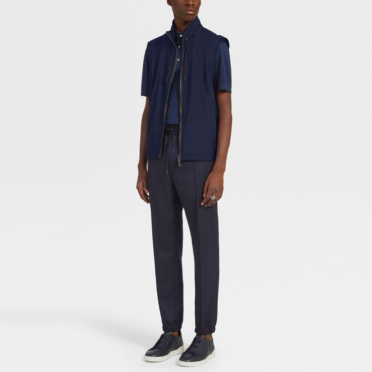 Purchase Zegna SS21 海軍藍桑蠶絲短袖針織POLO衫 UW330-750-364