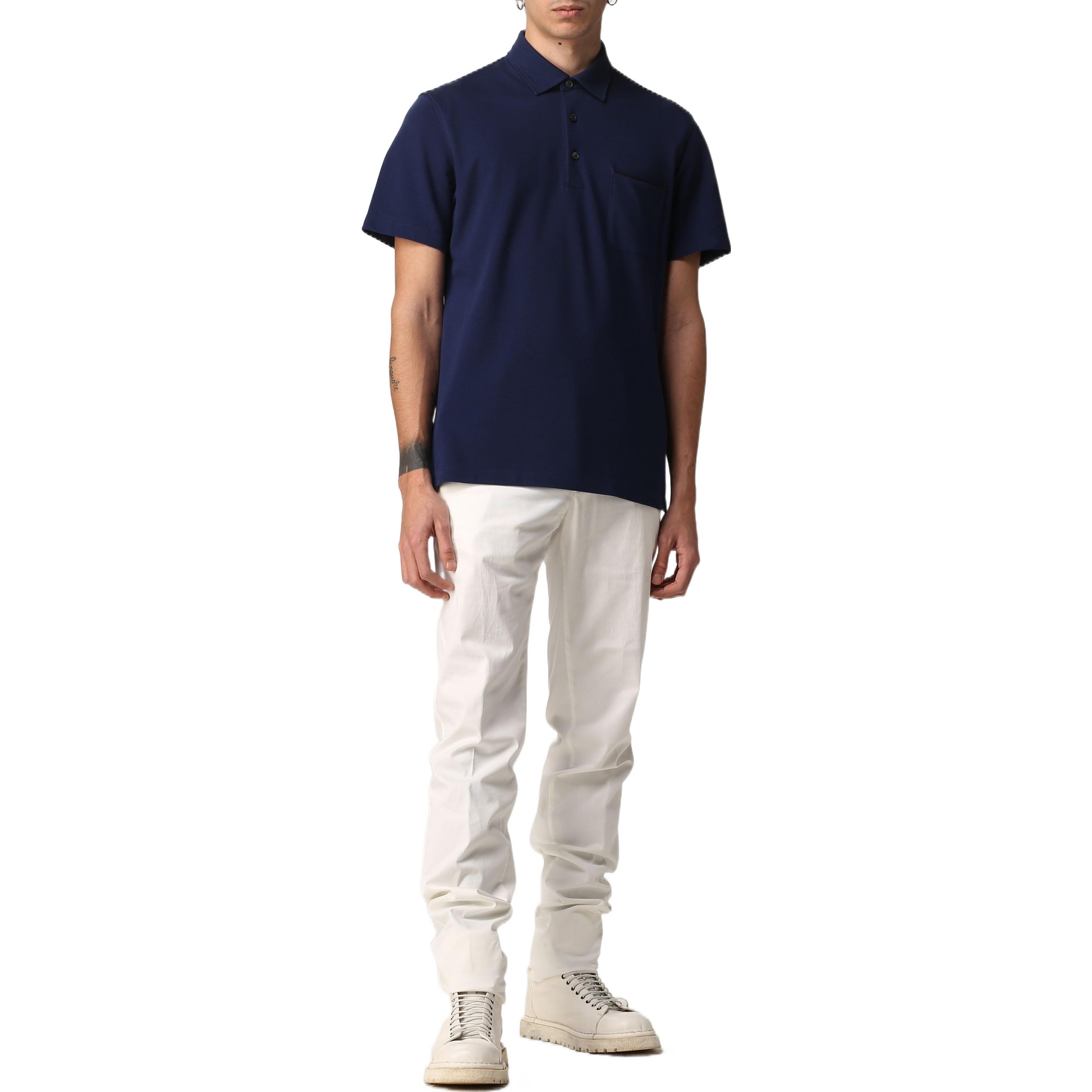 Shop Zegna SS22 白色棉質直筒休閒長褲 UWI17-TR00-992