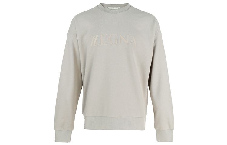 Zegna SS22 Grey Logo Print Long Sleeve Crewneck Sweatshirt VZ484ZZ802Z-N03