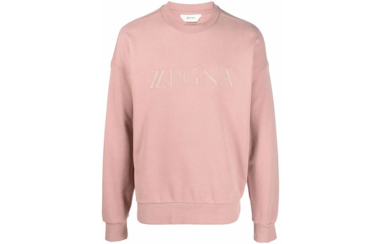 Zegna SS22 Logo Print Cotton Crewneck Long Sleeve Sweatshirt Pink (Men) VZ484ZZ802Z-P04