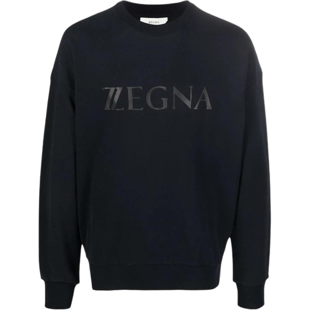 Zegna SS22 Logo Print Pullover Sweatshirt Black ZZ802ZVZ484-K09