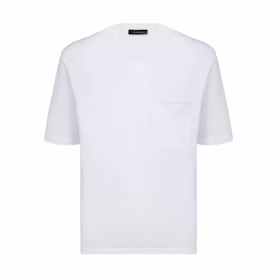 Zegna SS22 White Crewneck Pullover T-Shirt for Men. UZC-9PC10-N00