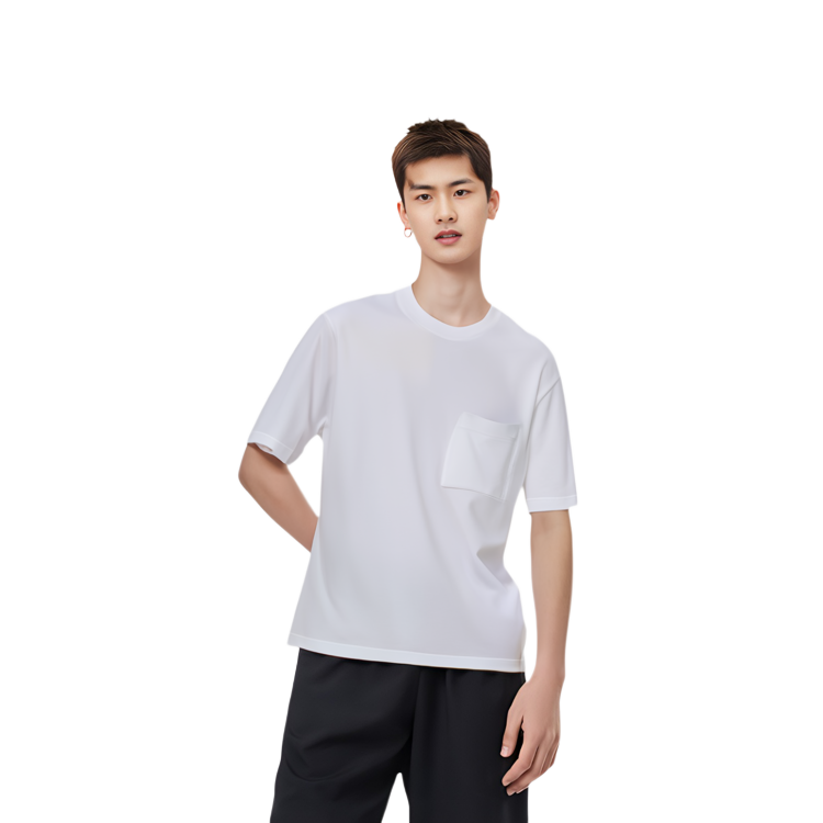 Shop Zegna SS22 男裝白色圓領套頭T恤。 UZC-9PC10-N00