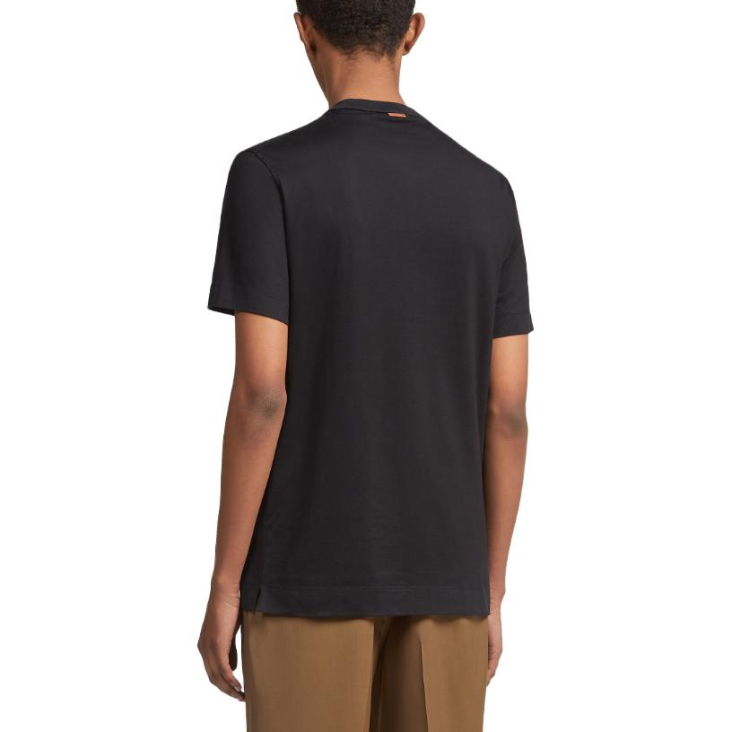 Purchase ゼニア SS23 ブラック クルーネック Tシャツ レタープリント入り E7360A5B760K09