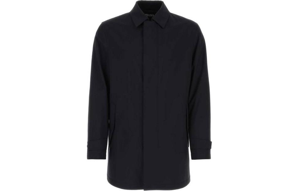 Order Zegna SS23 黑色中長款單排扣大衣搭配簡約翻領 E7T207306531