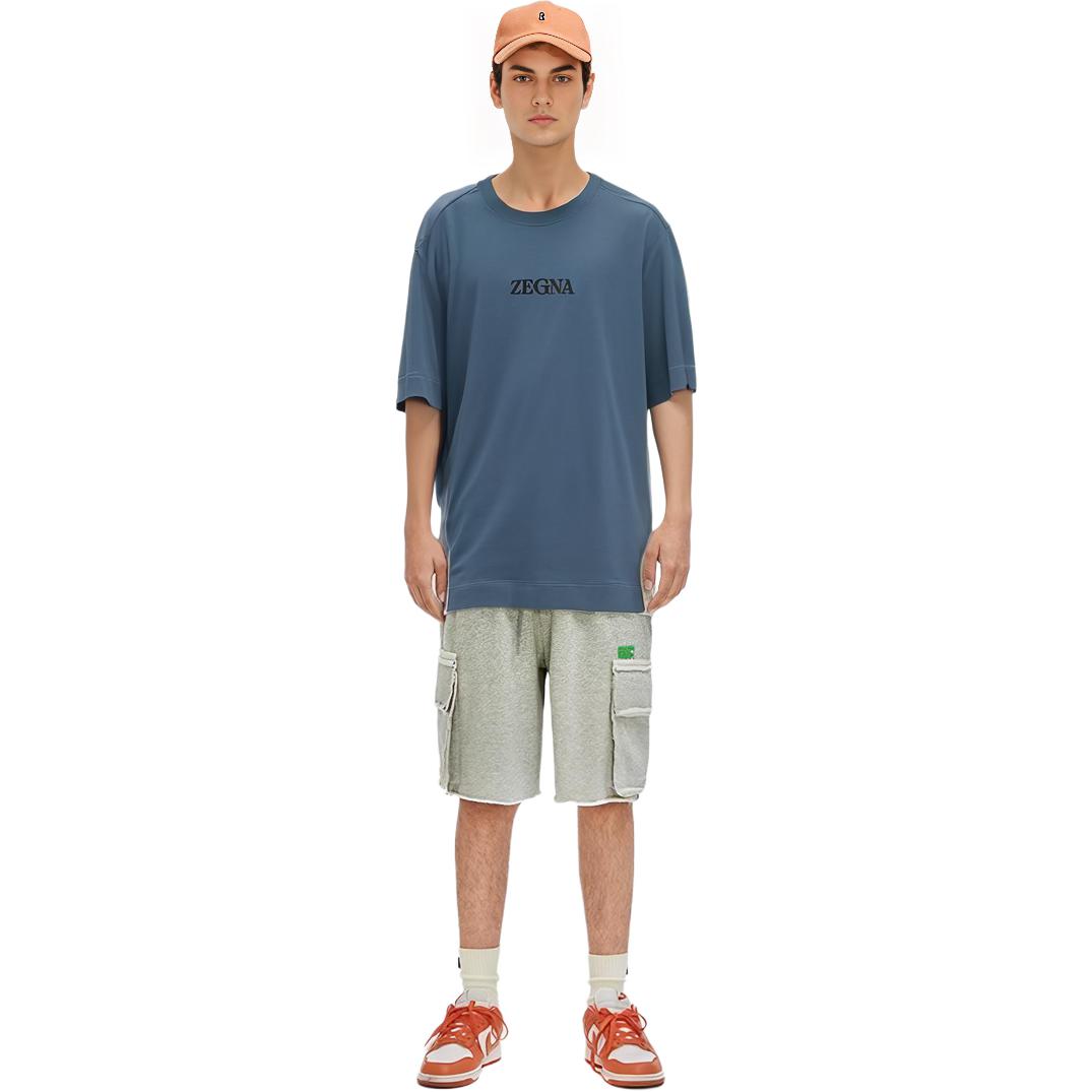 Purchase Zegna SS23 藍色Logo印花圓領T恤 UB364A5-B777-T06