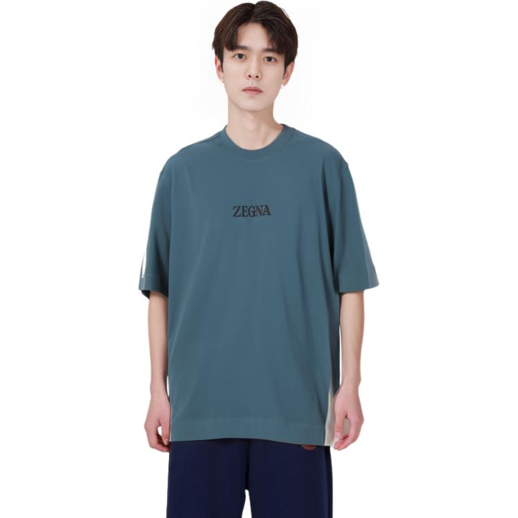 Details for Zegna SS23 藍色Logo印花圓領T恤 UB364A5-B777-T06