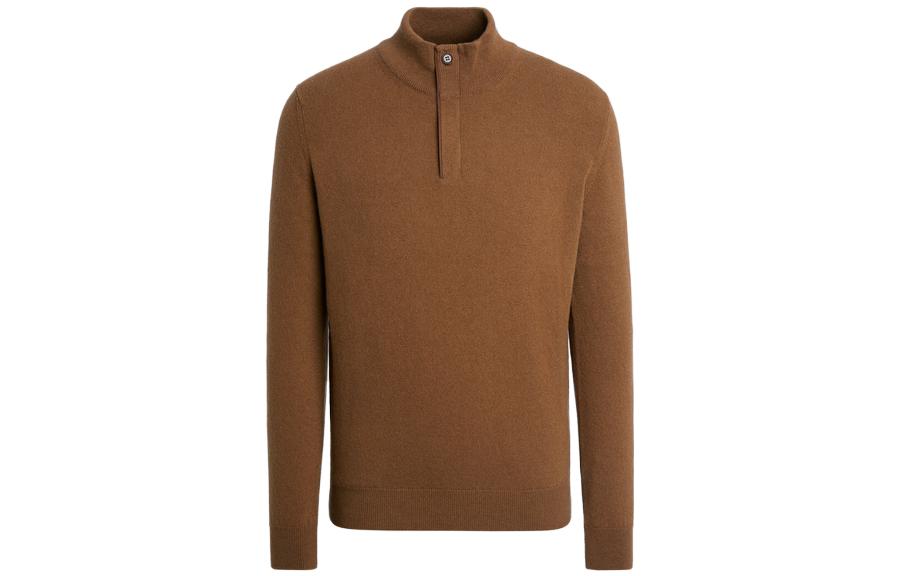 Order Zegna SS23 Suéter Marrón de Cuello Alto Acanalado con Manga Larga. E8K10-127-N95