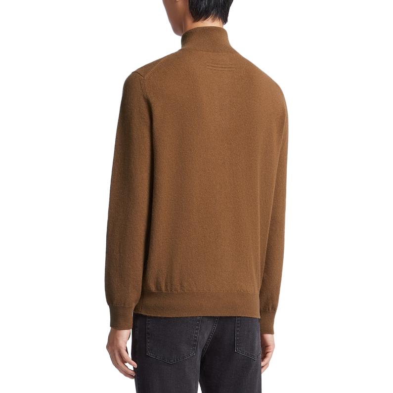 Shop Zegna SS23 Suéter Marrón de Cuello Alto Acanalado con Manga Larga. E8K10-127-N95