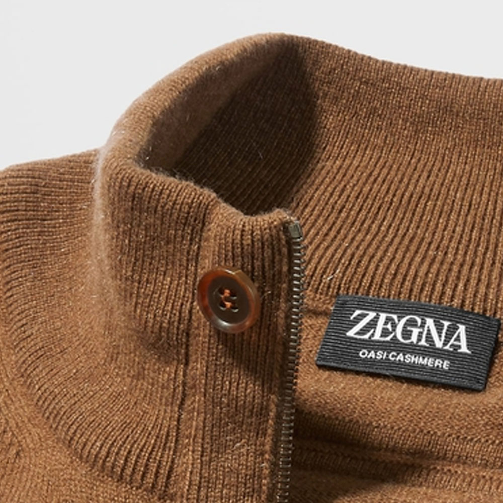 Purchase Zegna SS23 Suéter Marrón de Cuello Alto Acanalado con Manga Larga. E8K10-127-N95