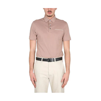 Zegna SS23 Brown Slim Fit Polo Collar Short Sleeve Polo Shirt UB392A5B752R0-450