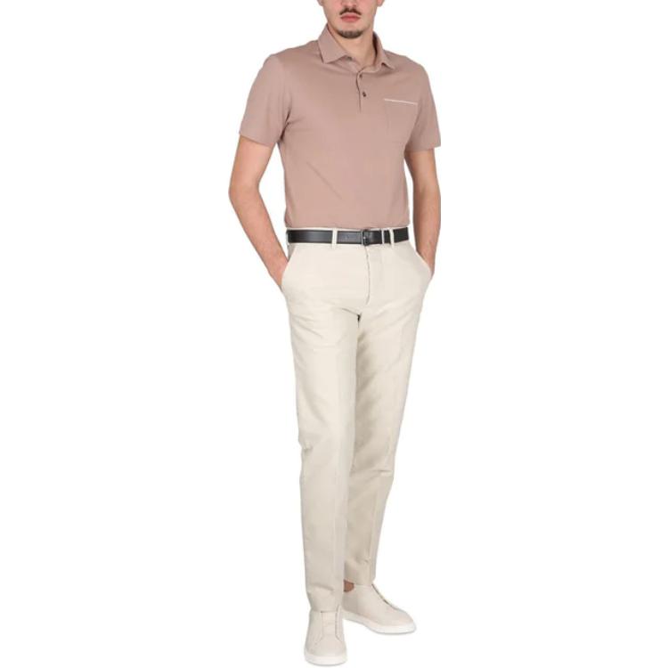 Purchase Zegna SS23 棕色修身短袖翻領POLO衫 UB392A5B752R0-450