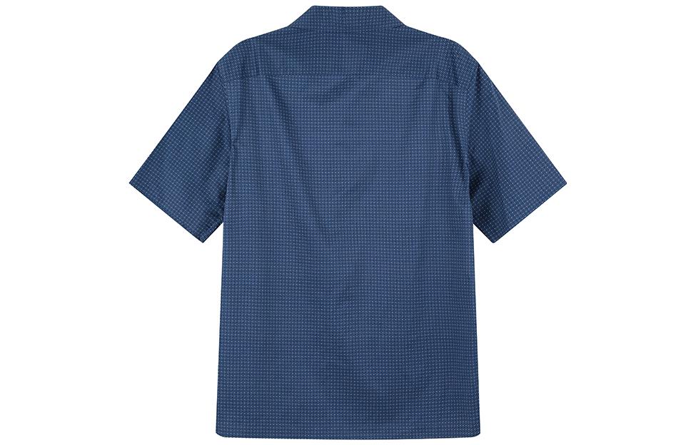 Lookbook Zegna SS23 幾何印花短袖襯衫 海軍藍 單排扣款式 UBX06A5-SCP3-016