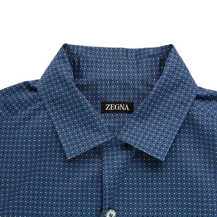 Details for Zegna SS23 幾何印花短袖襯衫 海軍藍 單排扣款式 UBX06A5-SCP3-016