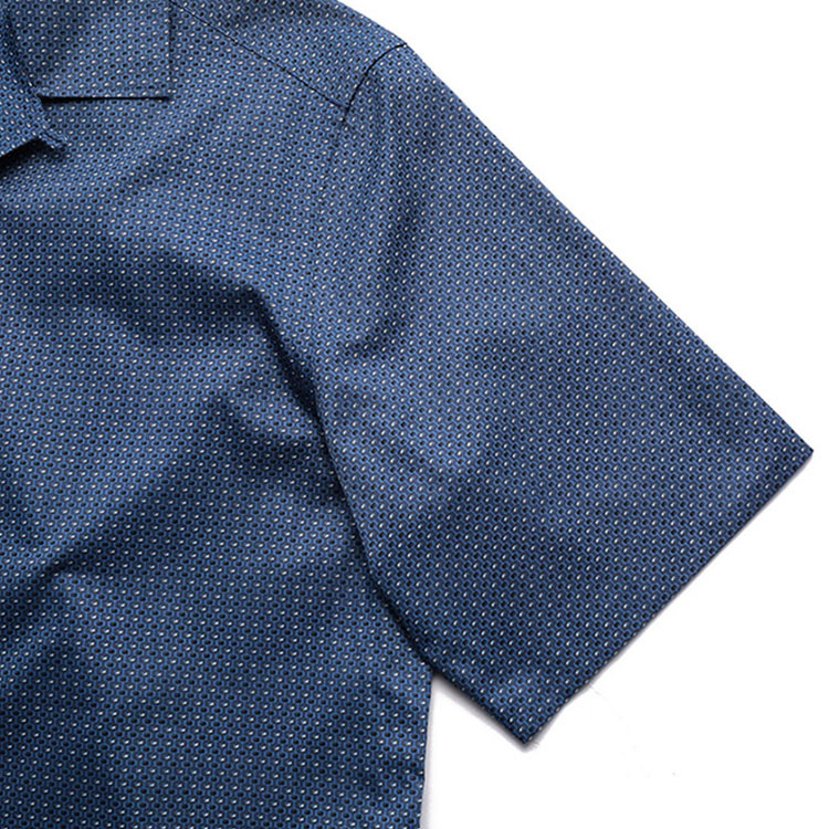 Sizing Zegna SS23 幾何印花短袖襯衫 海軍藍 單排扣款式 UBX06A5-SCP3-016