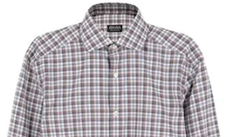 Shop Zegna SS23 灰色格紋單排扣長袖襯衫 UBX21A5-SRF5-155