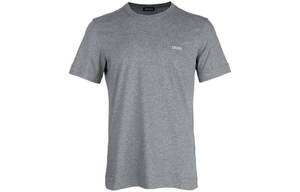 Zegna SS23  Grey Crewneck T-Shirt with Letter Print E7360A5-B760-K95