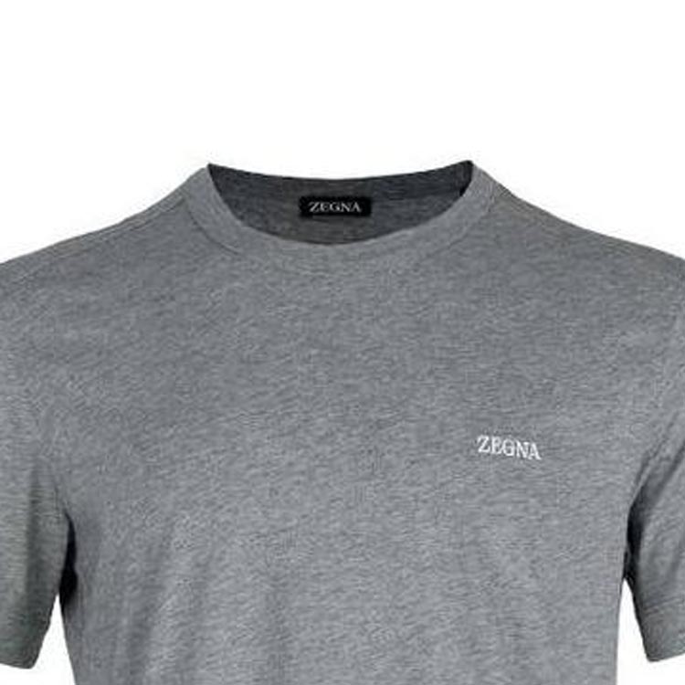 Cheap Zegna SS23 灰色字母印花圓領T恤 E7360A5-B760-K95