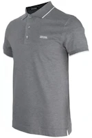 Shop Zegna SS23 灰色短袖襯衫搭配標誌刺繡與條紋飾邊。 E7358A5B746-K95