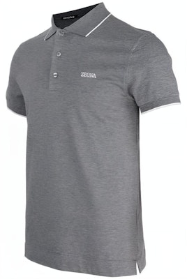 Zegna SS23 灰色短袖襯衫搭配標誌刺繡與條紋飾邊。 E7358A5B746-K95 Shop Zegna SS23 灰色短袖襯衫搭配標誌刺繡與條紋飾邊。 E7358A5B746-K95