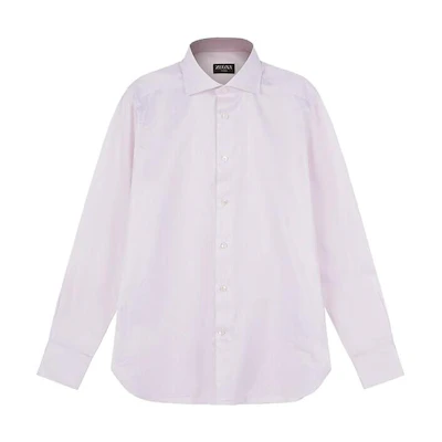 Zegna SS23 Light Pink Monogram Striped Long-Sleeve Button-Up Shirt. 501042A5-9MS0BA