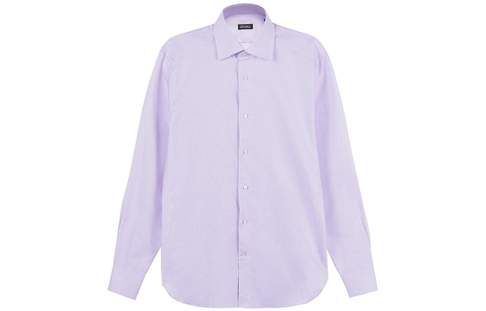 Zegna SS23  Light Purple Solid Color Long Sleeve Button-Down Shirt. 501623A5-9MS0JI