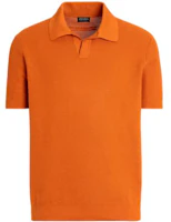 Zegna SS23 Orange Solid Jacquard Knit Cotton Short Sleeve Polo Shirt. UBC95A5-C32-D05 Zegna SS23 Orange Solid Jacquard Knit Cotton Short Sleeve Polo Shirt. UBC95A5-C32-D05