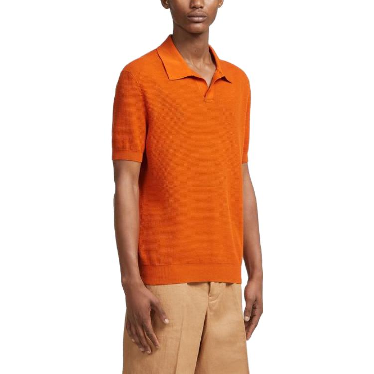 Lookbook Zegna SS23 橙色純棉提花短袖POLO衫 UBC95A5-C32-D05