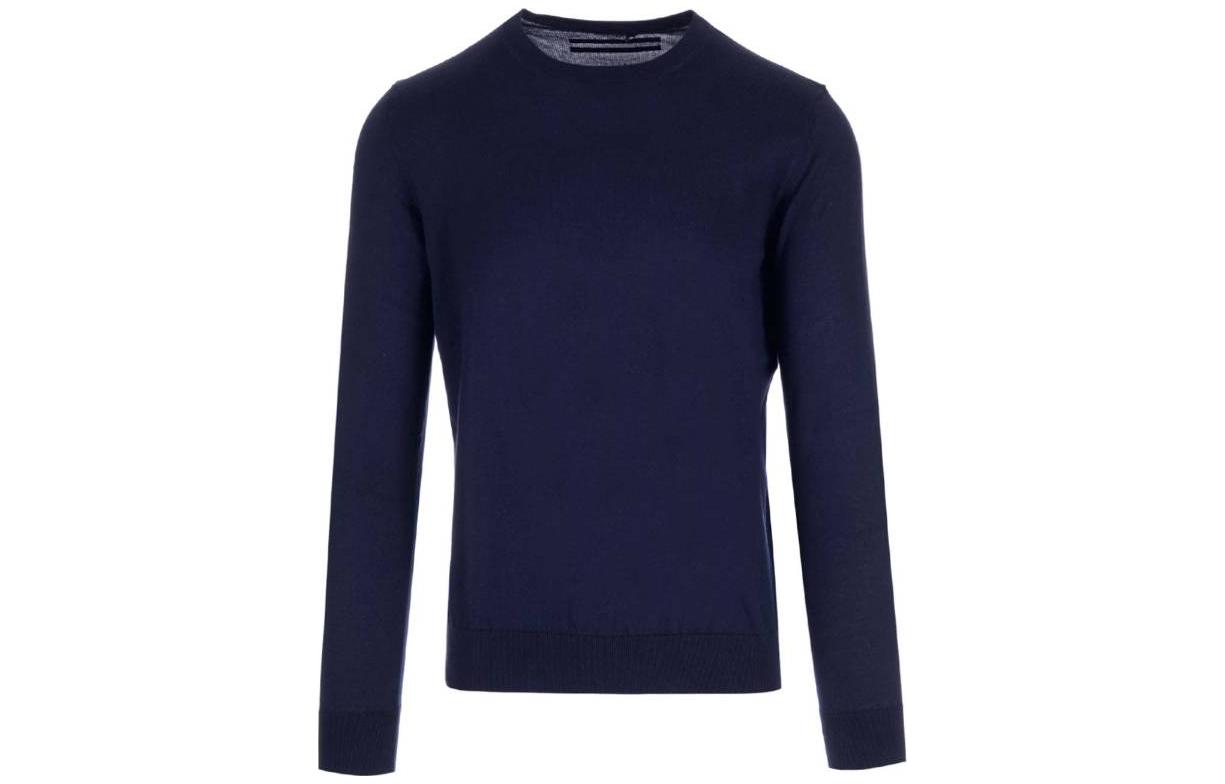 Order Zegna SS23 Suéter Color Sólido Cuello Redondo Manga Larga - Azul Marino UBC90A5-110-B09