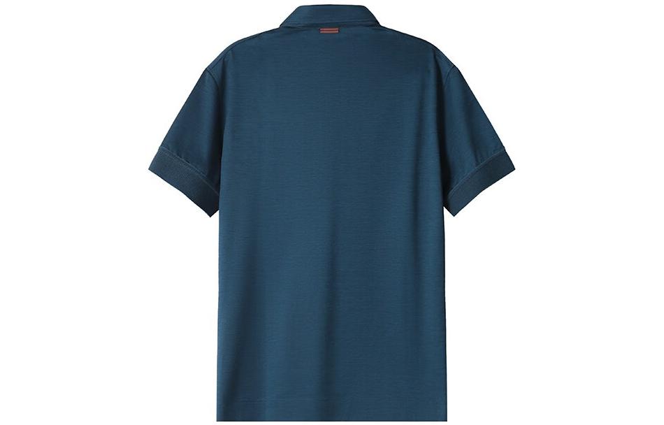 Lookbook Zegna SS23 海軍藍純色短袖扣領Polo衫 UB350A5-B723-T07
