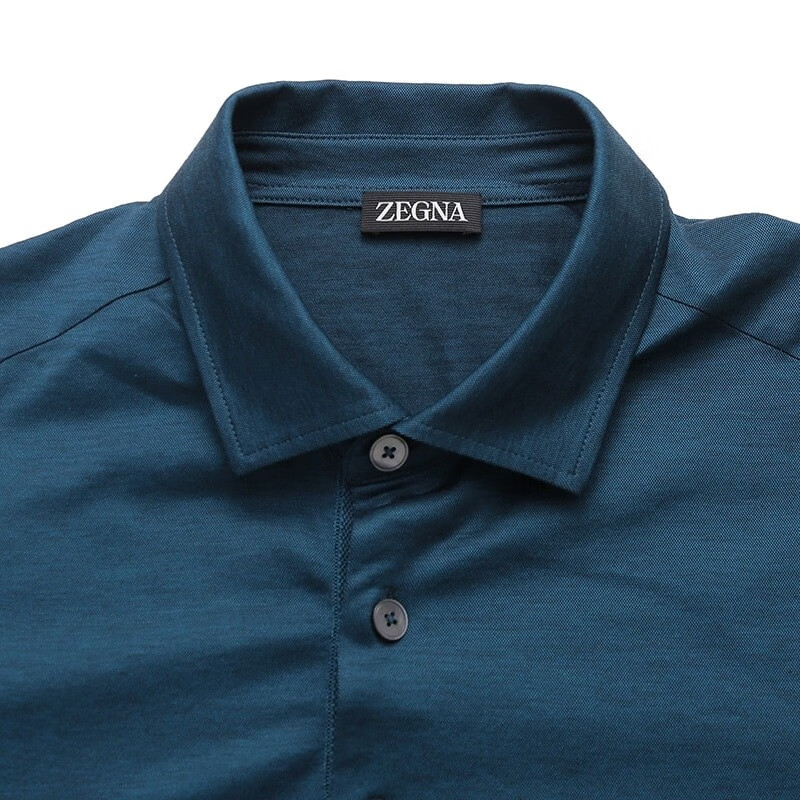Sizing Zegna SS23 海軍藍純色短袖扣領Polo衫 UB350A5-B723-T07