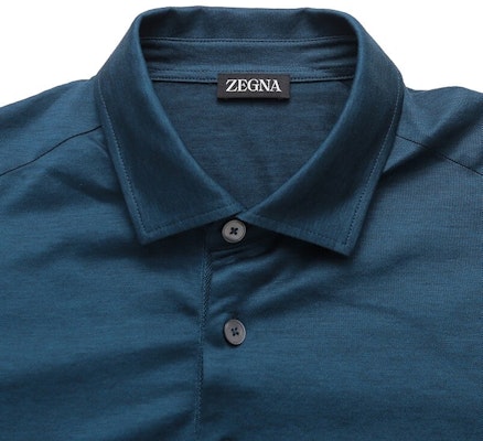 Zegna SS23 海軍藍純色短袖扣領Polo衫 UB350A5-B723-T07 Sizing Zegna SS23 海軍藍純色短袖扣領Polo衫 UB350A5-B723-T07