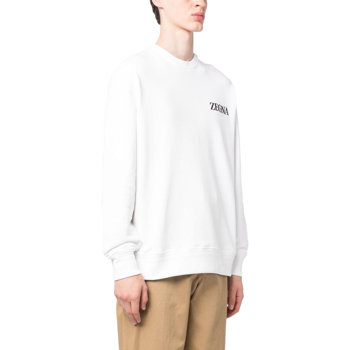 Purchase Zegna SS23 白色字母印花長袖圓領衛衣。 UB522A5-B872N01