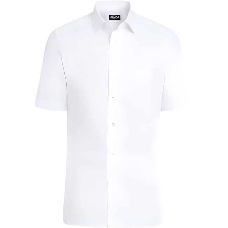 Zegna SS23  White Short-Sleeve Casual Single-Breasted Shirt CT1090-8MS0JI