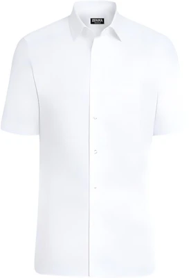Zegna SS23 白色短袖休閒單排扣襯衫 CT1090-8MS0JI Order Zegna SS23 白色短袖休閒單排扣襯衫 CT1090-8MS0JI