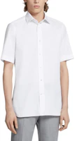Shop Zegna SS23 白色短袖休閒單排扣襯衫 CT1090-8MS0JI