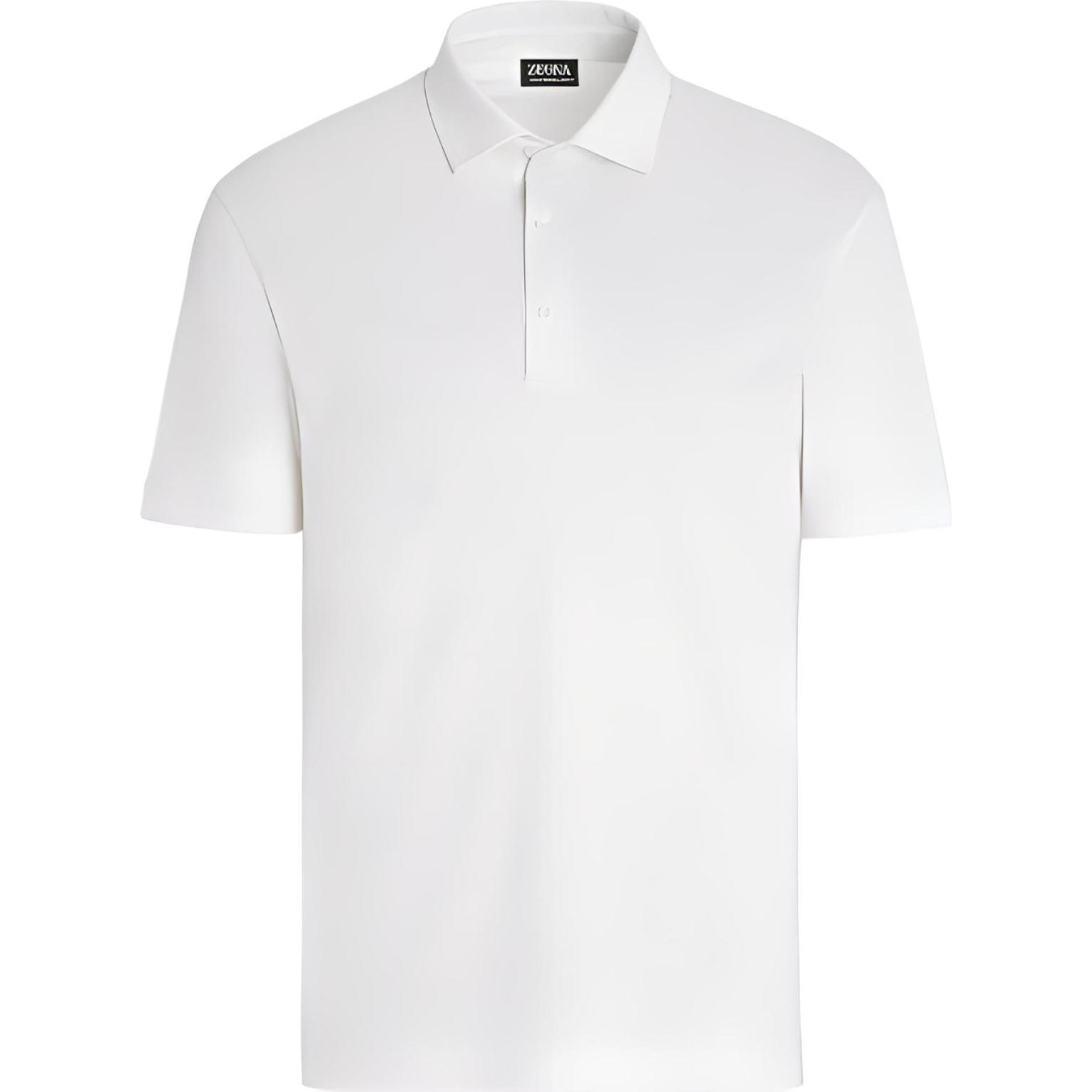 Zegna SS23  White Solid Casual Straight-Cut Short-Sleeve Polo Shirt. E7345A5-BCT724-N01