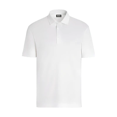 Zegna SS23 White Solid Casual Straight-Cut Short-Sleeve Polo Shirt. E7345A5-BCT724-N01