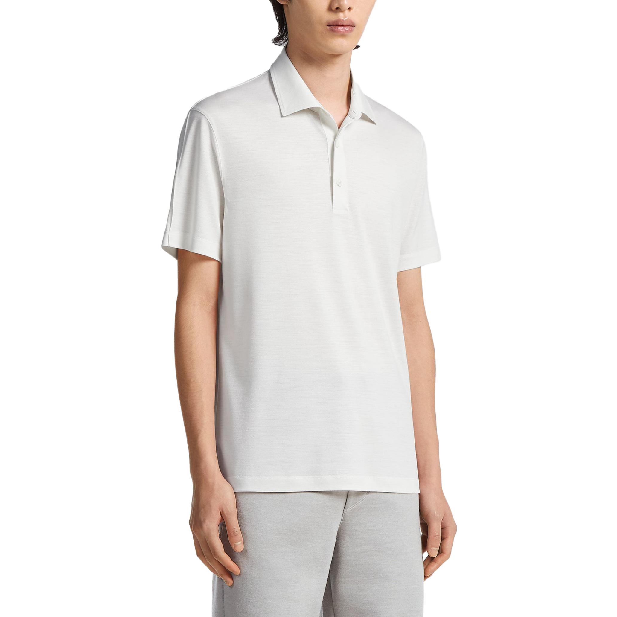 Purchase Zegna SS23 Kemeja Polo Putih Lengan Pendek Kasual Potongan Lurus. E7345A5-BCT724-N01