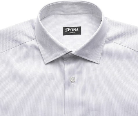 Zegna SS23 白色條紋單排扣長袖襯衫. 501047A5-9MS0JI Sizing Zegna SS23 白色條紋單排扣長袖襯衫. 501047A5-9MS0JI