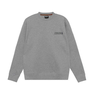 Zegna SS23 Alphabet Logo Print Crewneck Long Sleeve Sweatshirt Grey Men. UB522A5-B872-K95