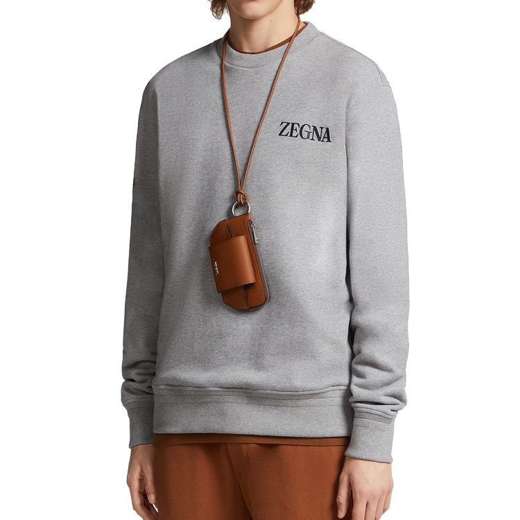 Details for Zegna 男裝字母標誌印花灰色長袖圓領衛衣 SS23 系列。 UB522A5-B872-K95