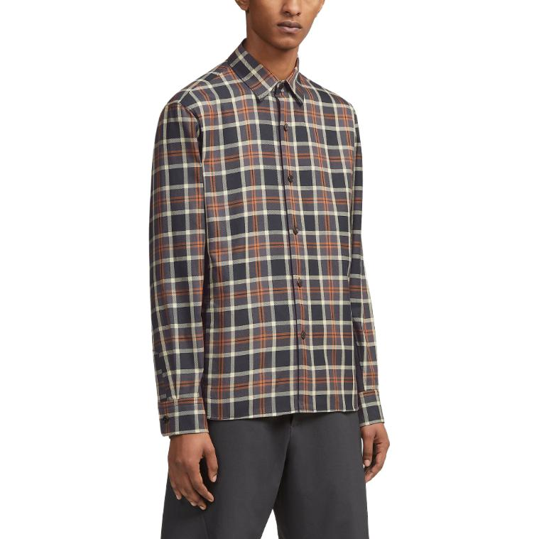Lookbook Zegna SS23 深灰色格紋單排扣長袖襯衫 男款 UBX55A5-SW02-002