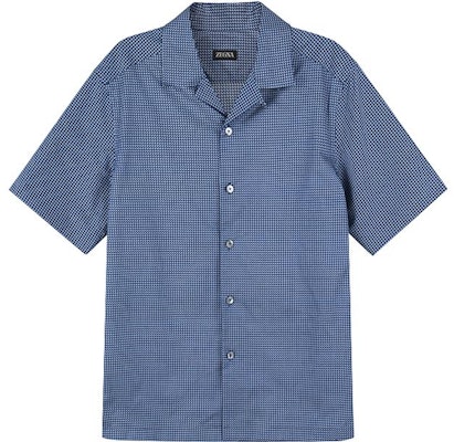 제냐 SS23 기하학 프린트 네이비 반소매 싱글 브레스티드 셔츠 남성. UBX06A5-SCP3-010 Order 제냐 SS23 기하학 프린트 네이비 반소매 싱글 브레스티드 셔츠 남성. UBX06A5-SCP3-010