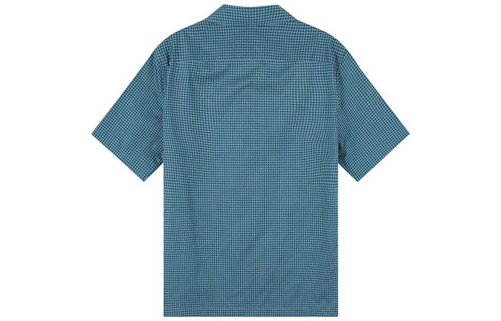 Lookbook Zegna SS23 幾何圖案短袖單排扣襯衫 男士青綠色 UBX06A5-SCP3-041