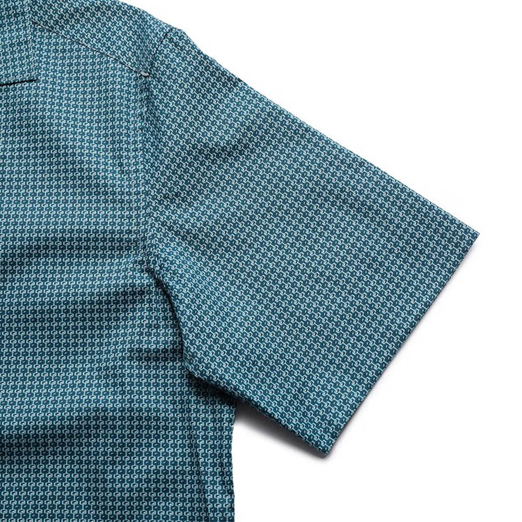 Purchase Zegna SS23 幾何圖案短袖單排扣襯衫 男士青綠色 UBX06A5-SCP3-041