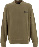 Zegna SS23 Logo Print Sweatshirt Khaki UB522A5B872N07 Zegna SS23 Logo Print Sweatshirt Khaki UB522A5B872N07